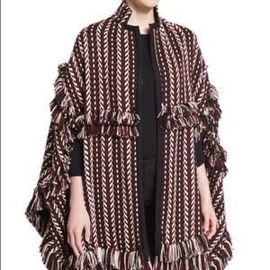 Burgundy Burberry Prorsum herringbone cape NWT